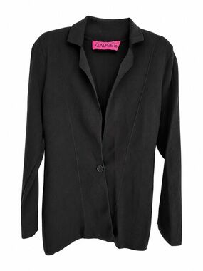 GAUGE81 Black Knit Blazer Jacket XS Open Front Single Button